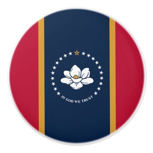 Ceramic knob pull with flag of Mississippi State セラミックノブ (正面)