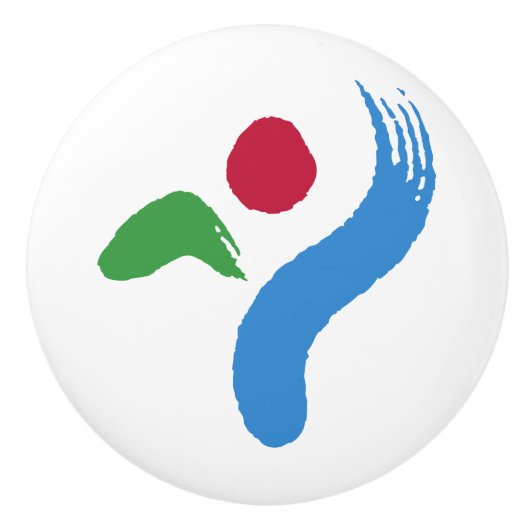 Ceramic knob pull with flag of Seoul, South Korea セラミックノブ (正面)
