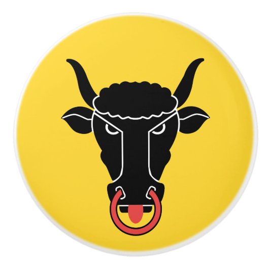 Ceramic knob pull with flag of Uri, Switzerland セラミックノブ (正面)