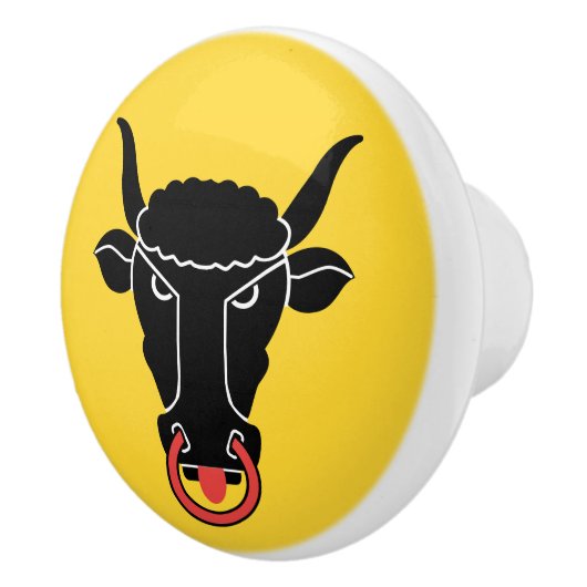 Ceramic knob pull with flag of Uri, Switzerland セラミックノブ (右)