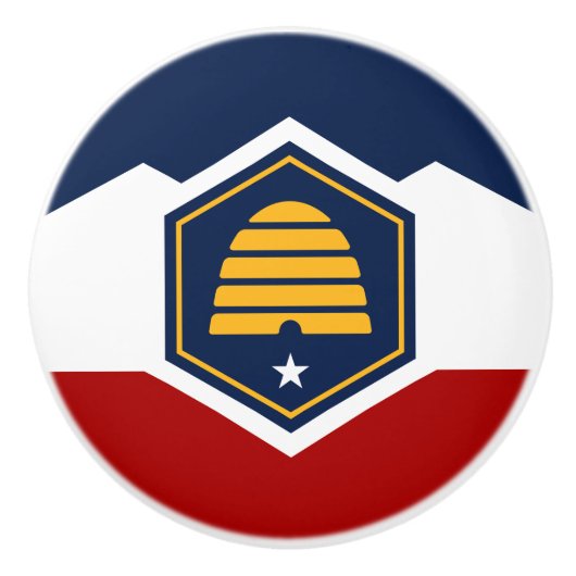 Ceramic knob pull with new flag of Utah, USA セラミックノブ (正面)