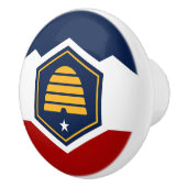 Ceramic knob pull with new flag of Utah, USA セラミックノブ (右)