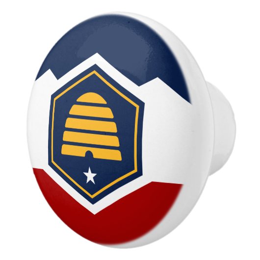 Ceramic knob pull with new flag of Utah, USA セラミックノブ (右)