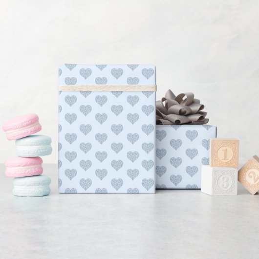 Ceramic lace light blue Wrapping Paper ラッピングペーパー (ベビーシャワー)