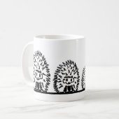 Ceramic mug featuring hedgehog family design コーヒーマグカップ (正面左)