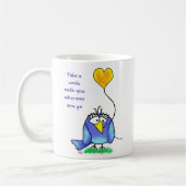 Ceramic Mug - Whimsical Bird with Saying コーヒーマグカップ (左)
