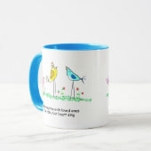 Ceramic Mug, Whimsical Birds with saying マグカップ (正面左)