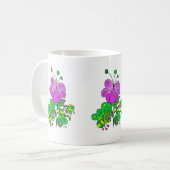 Ceramic Mug Whimsical Purple Flower コーヒーマグカップ (正面左)