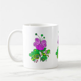 Ceramic Mug Whimsical Purple Flower コーヒーマグカップ