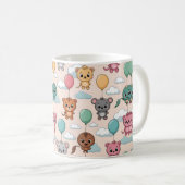 Ceramic mug with a cute pattern of cartoon animals コーヒーマグカップ (正面右)