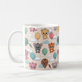 Ceramic mug with a cute pattern of cartoon animals コーヒーマグカップ (左)