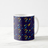 Ceramic mug with a dark blue background featuring  コーヒーマグカップ (正面右)