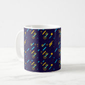 Ceramic mug with a dark blue background featuring  コーヒーマグカップ (正面左)