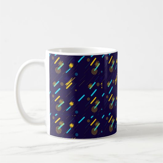 Ceramic mug with a dark blue background featuring  コーヒーマグカップ (左)
