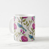 Ceramic mug with bird and flower print コーヒーマグカップ (正面左)