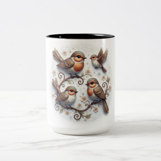 Ceramic Mug With Birds ツートーンマグカップ (中央)