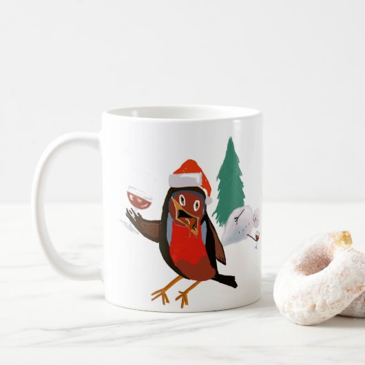 Ceramic mug with Christmas Cheer Robin design コーヒーマグカップ (ドーナツ)