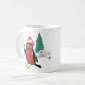 Ceramic mug with Christmas Cheer Robin design コーヒーマグカップ (正面左)