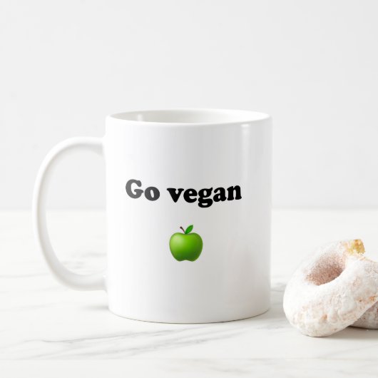Ceramic mug with Go Vegan design コーヒーマグカップ (ドーナツ)