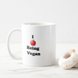 Ceramic mug with I Love Being Vegan design コーヒーマグカップ
