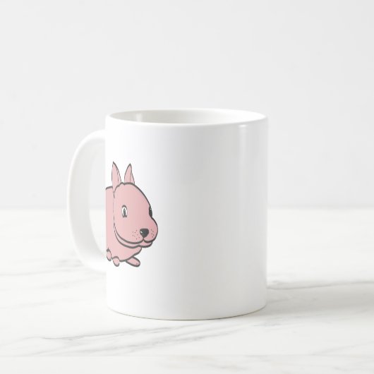 Ceramic mug with pink rabbit design コーヒーマグカップ (正面左)
