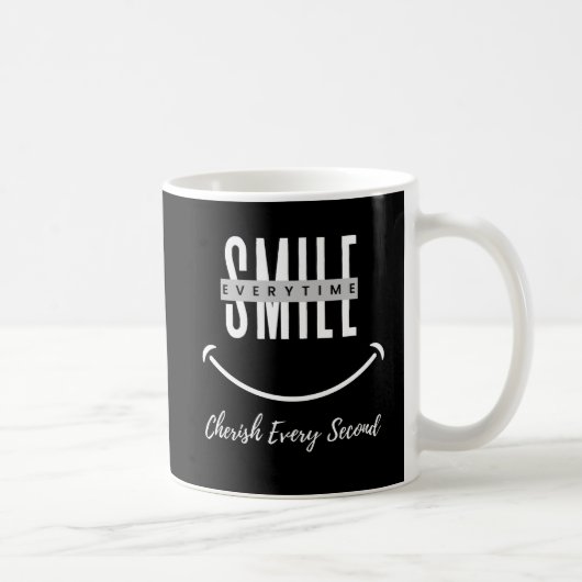 Ceramic mug with positive quote "Smile everytime" コーヒーマグカップ (右)