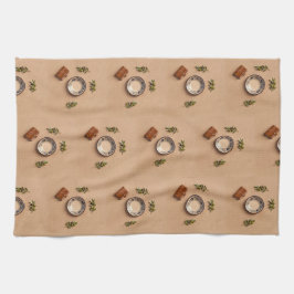 ceramic plate leather journal and olive branches キッチンタオル