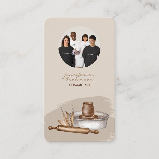 Ceramic Pottery Business Photo コーリングカード (正面)