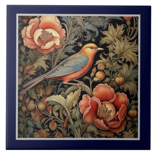 Ceramic Tile - Art Nouveau Bird Design タイル (正面)