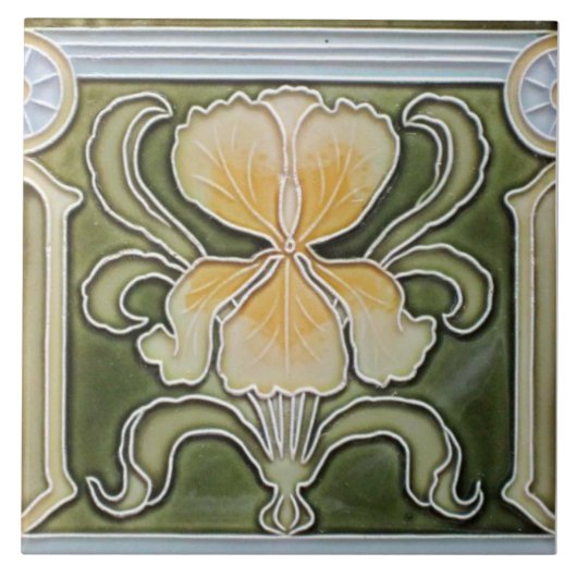 Ceramic Tile - Art Nouveau Iris Border Tile タイル (正面)
