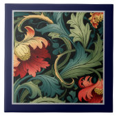 Ceramic Tile - Art Nouveau Red Floral  タイル (正面)