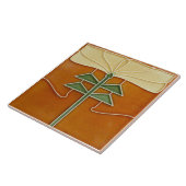 Ceramic Tile - Art Nouveau Yellow Flower Orange タイル (側面)