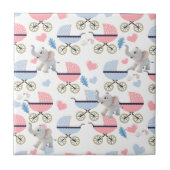 Ceramic Tile Baby Stroller Stork Elephant  タイル (正面)