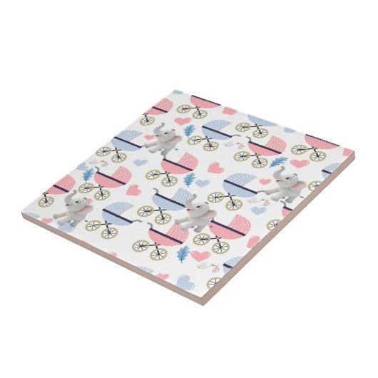Ceramic Tile Baby Stroller Stork Elephant  タイル (側面)