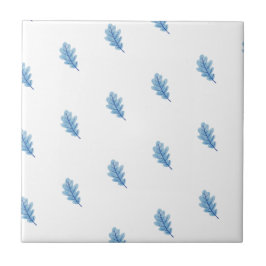 Ceramic Tile Blue Leaves  タイル