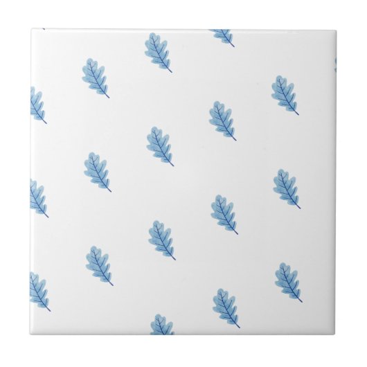 Ceramic Tile Blue Leaves  タイル (正面)