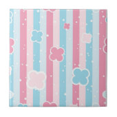 Ceramic Tile  Blue Pastel Stripe  タイル (正面)