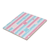 Ceramic Tile  Blue Pastel Stripe  タイル (側面)