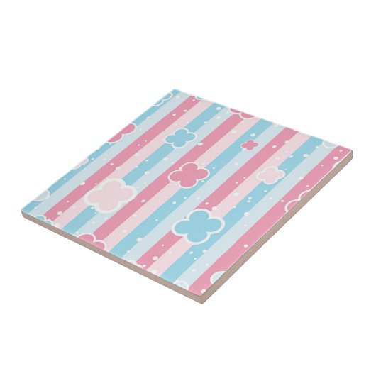 Ceramic Tile  Blue Pastel Stripe  タイル (側面)