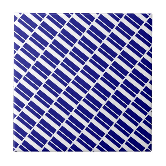 Ceramic Tile Blue & White Stripe タイル (正面)
