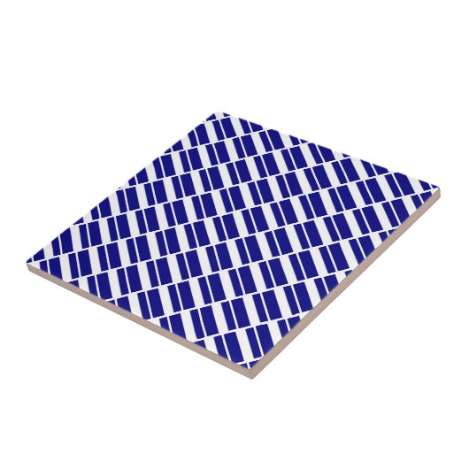 Ceramic Tile Blue & White Stripe タイル (側面)