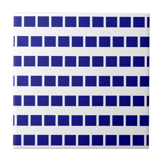 Ceramic Tile Blue & White Stripe Checkered タイル (正面)