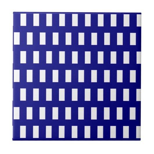 Ceramic Tile Blue & White Stripe Checkered タイル (正面)