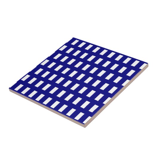 Ceramic Tile Blue & White Stripe Checkered タイル (側面)