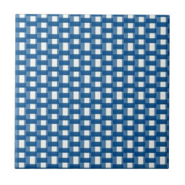 Ceramic Tile Blue & White Stripe Square タイル