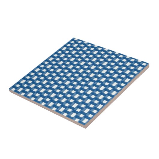 Ceramic Tile Blue & White Stripe Square タイル (側面)