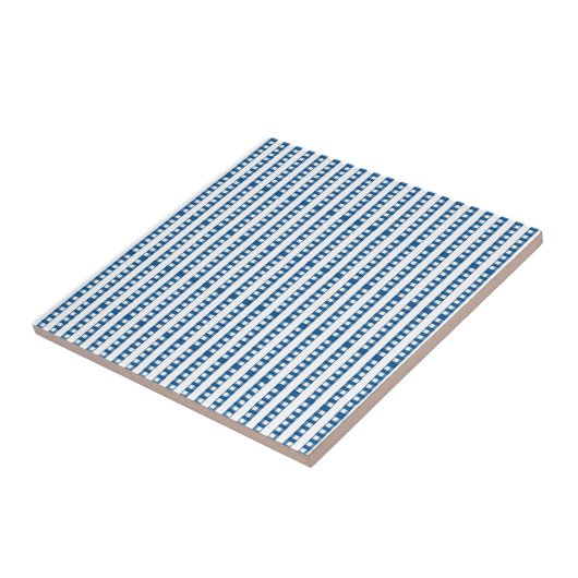 Ceramic Tile Blue & White Stripe Square タイル (側面)