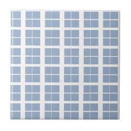 Ceramic Tile Blue & White Stripe Square タイル