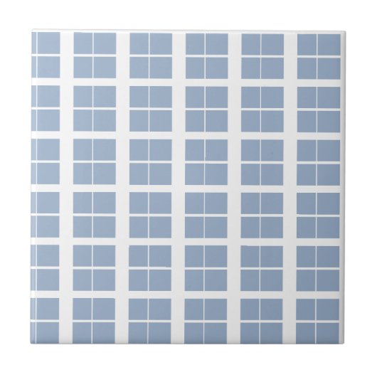 Ceramic Tile Blue & White Stripe Square タイル (正面)