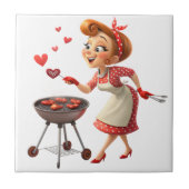Ceramic Tile Cooking Love Red Hearts  タイル (正面)